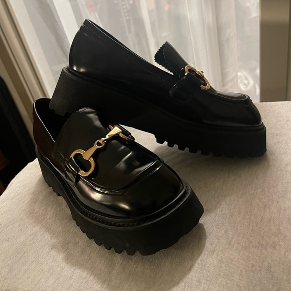 Jeffrey Campbell: Skooled in Black Chunky Loafers - Picture 2 of 5